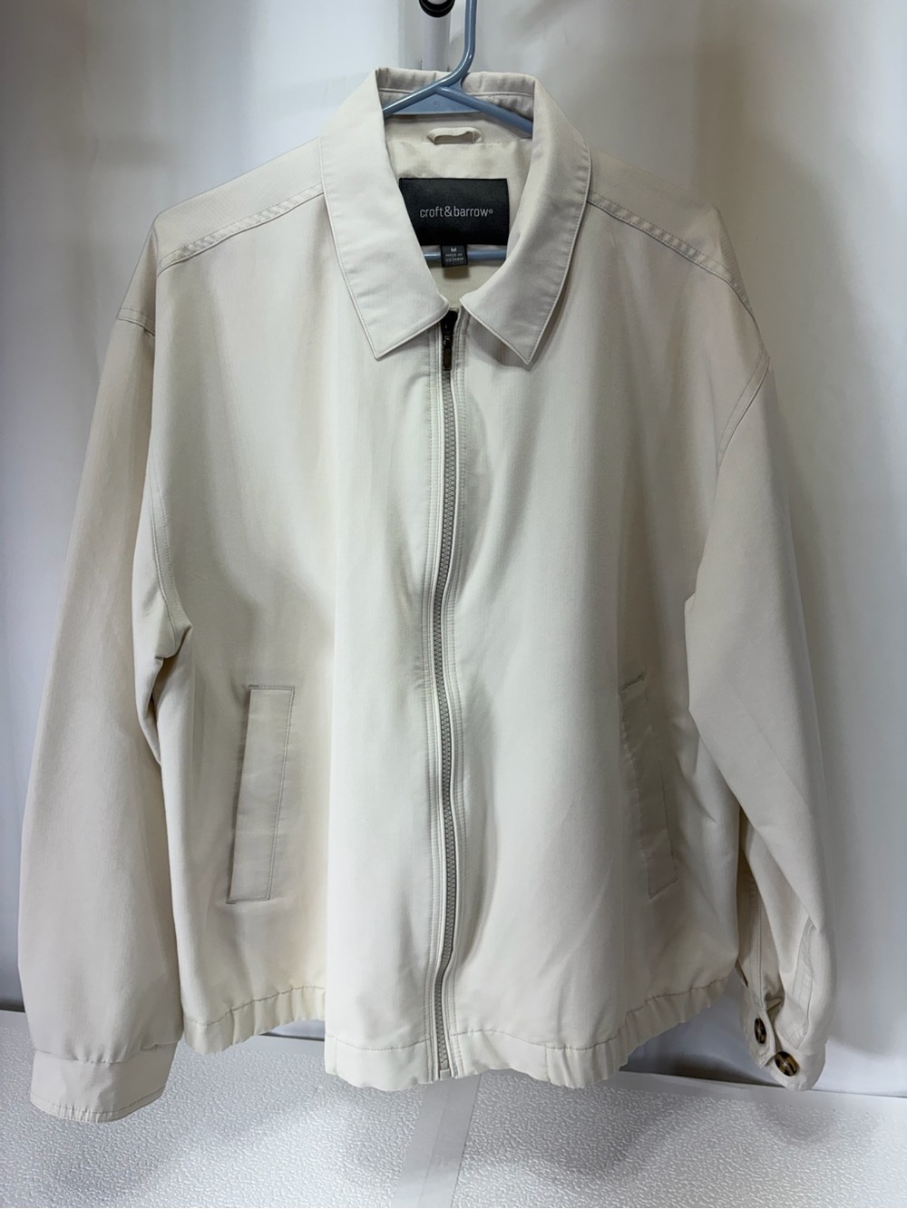 croft & barrow Cream Zip-Front Lightweight Shirt Jacket 3387